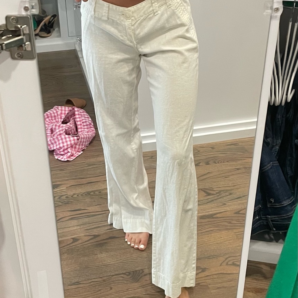 White straight leg pants